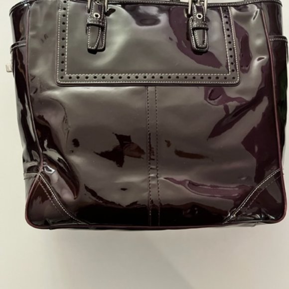COACH Gallery Burgundy Patent Leather Wingtip Tote Purse G0773 - F11519 - Picture 2 of 8